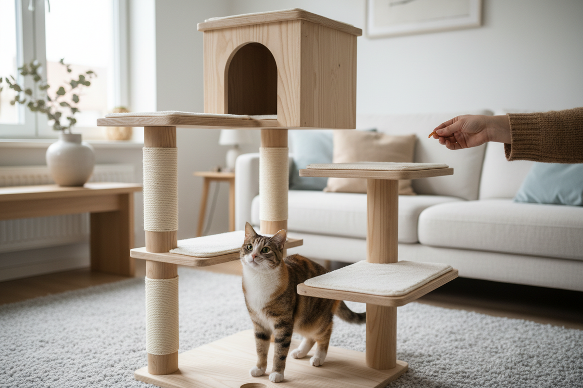 How to attract a cat to a new cat tree?