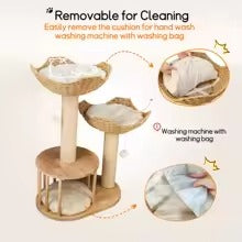 99cm 3-Tier Wooden Cat Tree