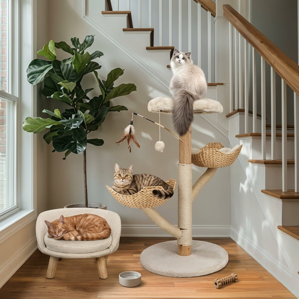 110cm Modern Wood Cat Tree