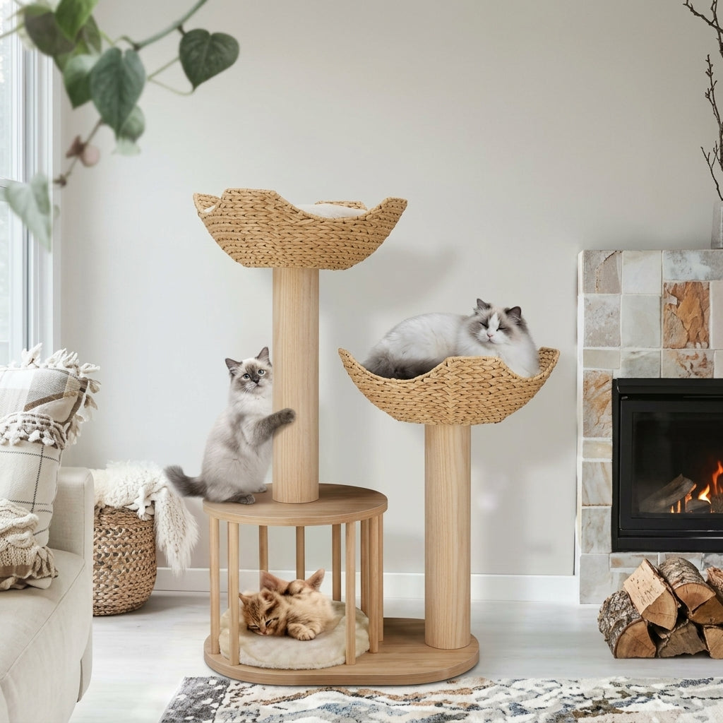 99cm 3-Tier Wooden Cat Tree