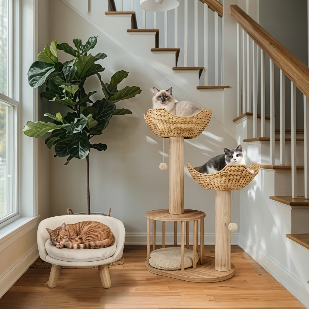 99cm 3-Tier Wooden Cat Tree