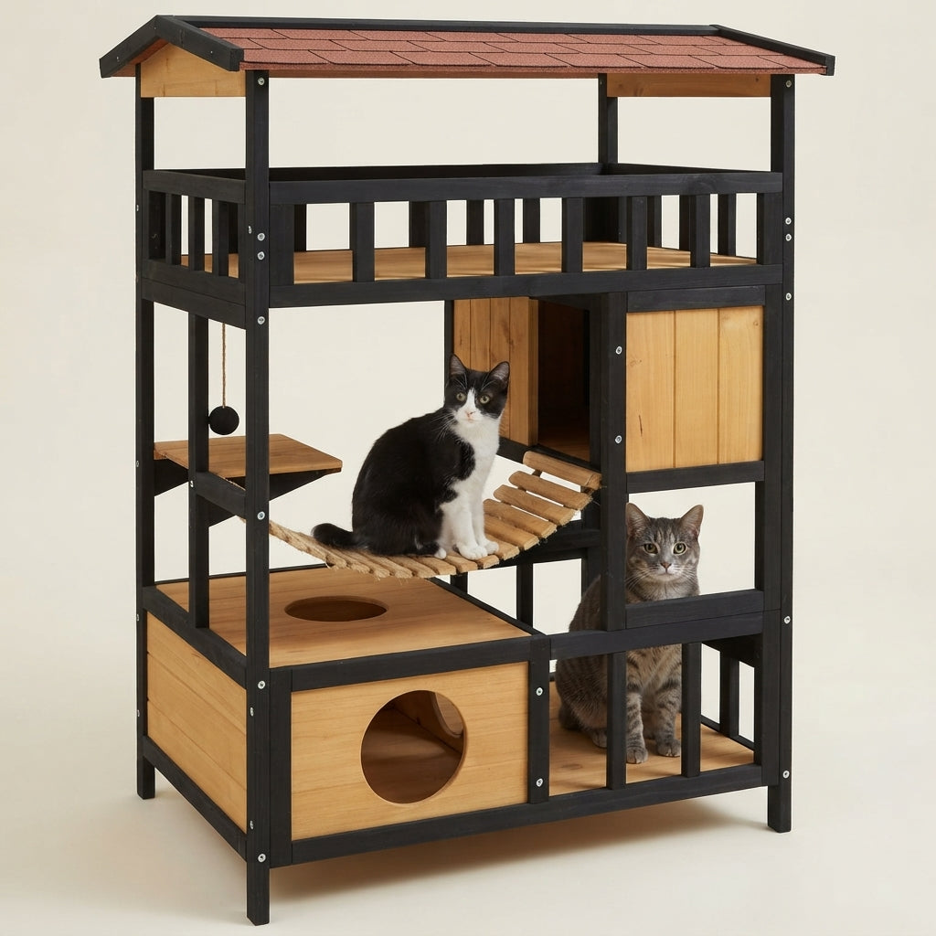 Multi-Level Outdoor Cat House